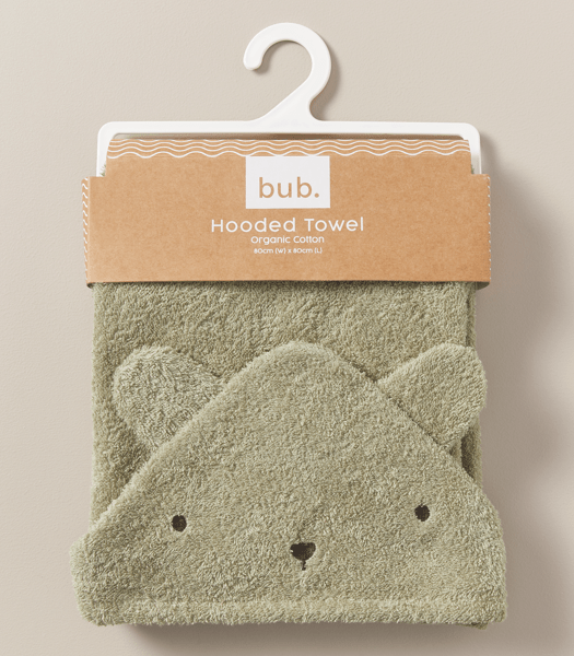 bub. Organic Cotton Novelty Bear Hooded Towel Target Australia