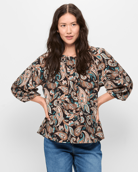 Long Sleeve Shoulder Shirring Blouse main image 1