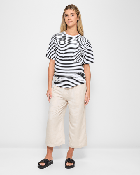 Printed cotton linen blend crop jacket