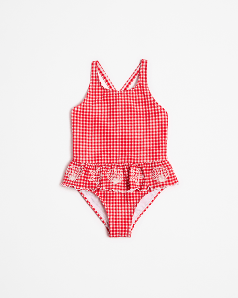 Textured Frill One Piece Swim Suit