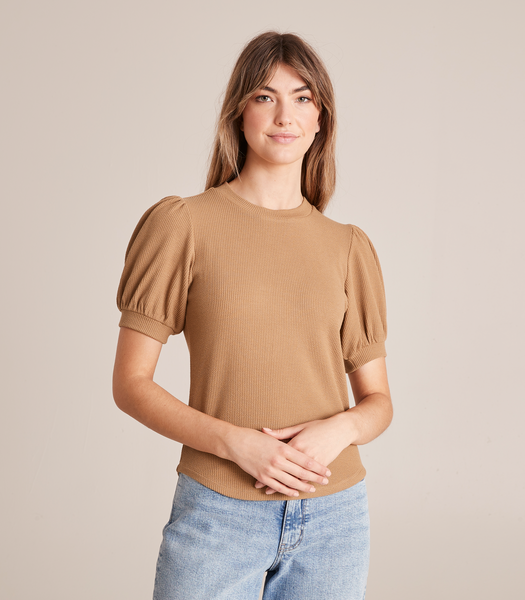 Puff Sleeve Rib T Shirt Target Australia