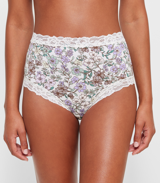 Modal and Lace Full Briefs - Lila Floral