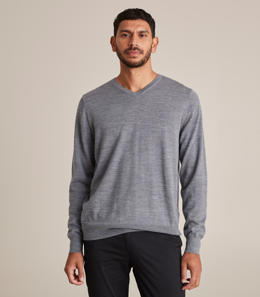Preview Merino Wool V-Neck Jumper - Grey | Target Australia