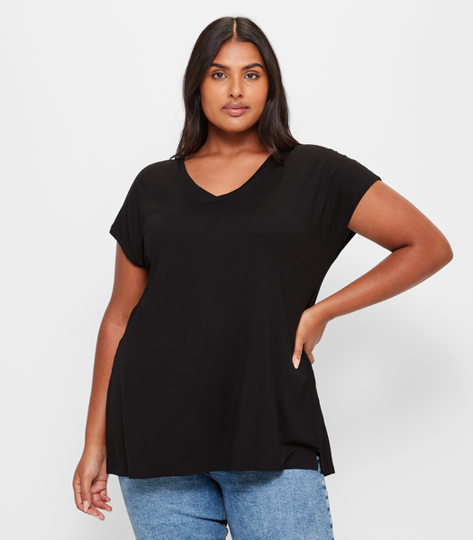 Plus Size V-Neck T-Shirt - Black | Target Australia