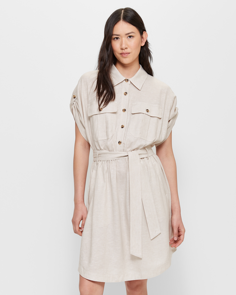 Linen Blend Utility Tie Mini Dress | Target Australia