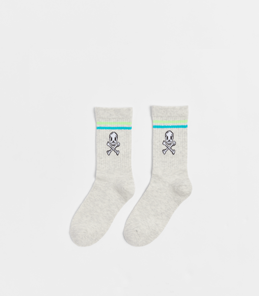 Novelty Kids Ribbed Crew Socks 1 Pack Grey Skull Target Australia