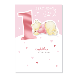 Hallmark Biglietto Di Auguri Per 1° Compleanno Bambina – Winnie The Pooh Con Spago E Dettagli In Rilievo, 18x16 Cm, Certificato FSC
