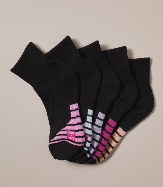 Underworks 5 Pack Sport Quarter Crew Socks Black Target Australia