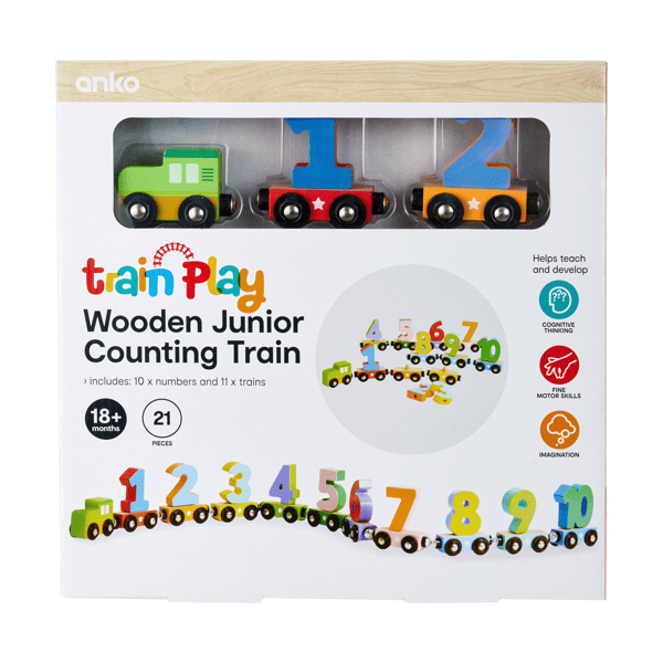 21 Piece Wooden Junior Counting Train - Anko | Target Australia