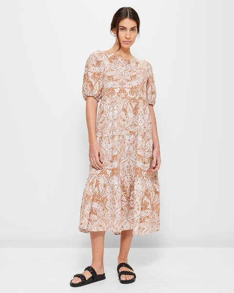 European Linen Tiered Midi Dress | Target Australia