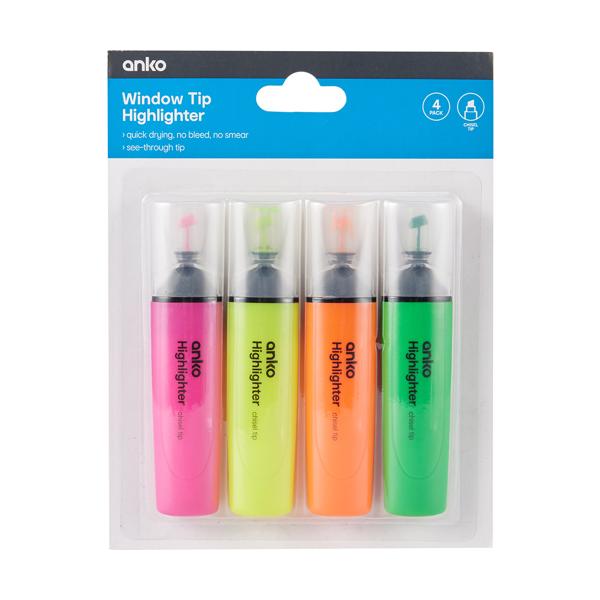 Window Tip Highlighters, 4 Pack Anko Target Australia