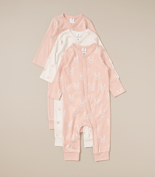 3 Pack Baby Organic Cotton Snap Coveralls Target Australia