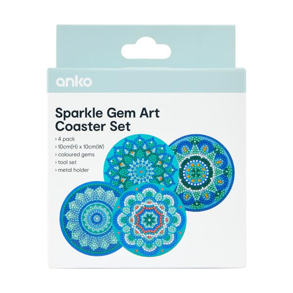 Sparkle Gem Art Coaster Set, Mandala, 4 Pack Anko Target Australia