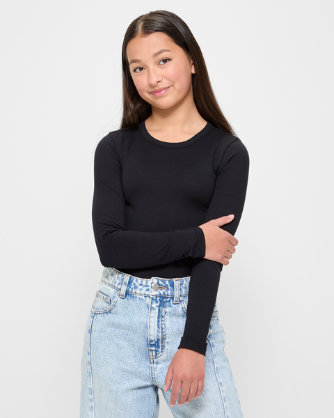 Australian Cotton Long Sleeve Top - Black