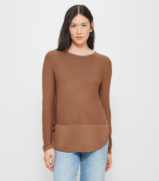 Stitch Curve Hem Jumper - Tan | Target Australia