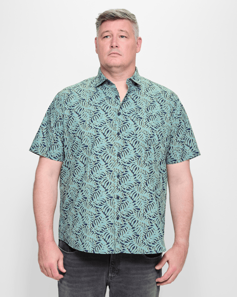 Plus Size - Leaf Printed Summer Half Sleeve Cotton T-shirt