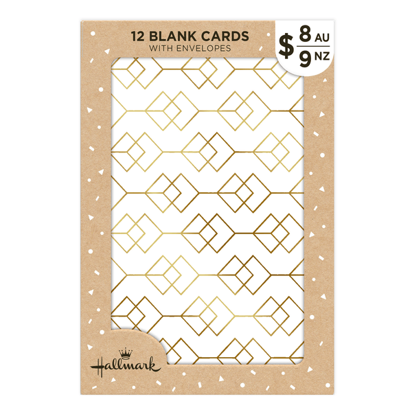 12 Pack Hallmark Blank Cards - Gold Pattern | Target Australia