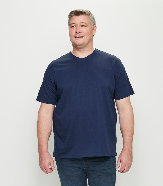 Man Plus Australian Cotton V-Neck T-Shirt - Navy Blue | Target Australia