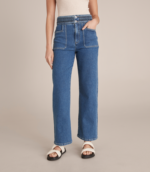 Lily Loves High Rise Plaited Flare Denim Jeans | Target Australia