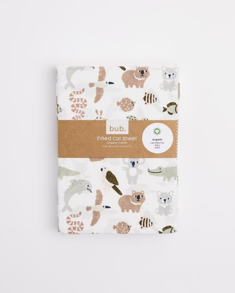 bub. Organic Cotton Fitted Cot Sheet Target Australia