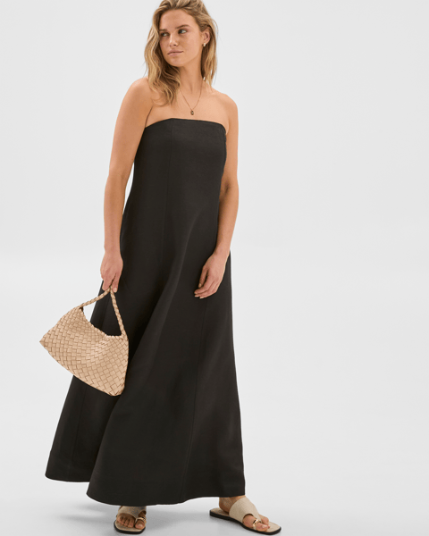 chinese dress ladies Talia Chocolate Linen Maxi Dress main image 0