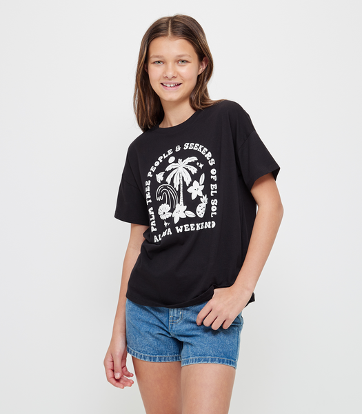 Organic Cotton Longline Print T-shirt | Target Australia