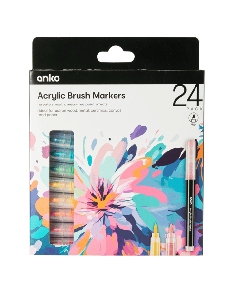 Anko 24 Pack Acrylic Brush Markers | Target Australia