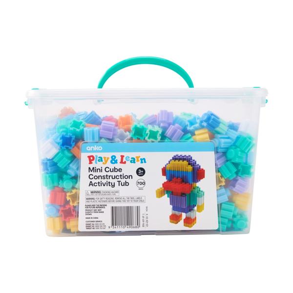 700 Piece Play and Learn Mini Cube Construction Activity Tub - Anko