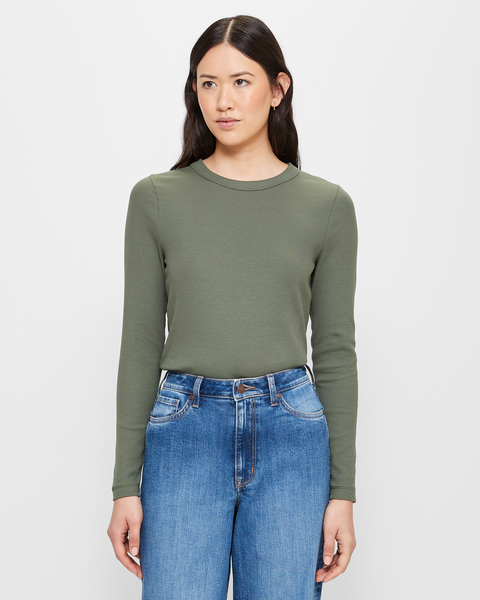 Australian Cotton Long Sleeve Rib Layering T-Shirt | Target Australia