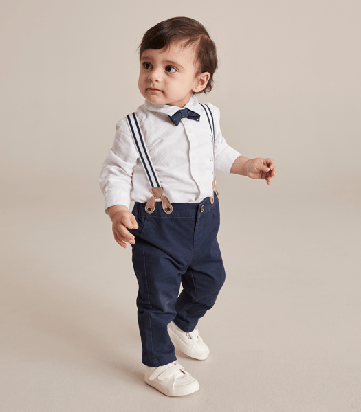 andwang Baby office tie shirt blue M