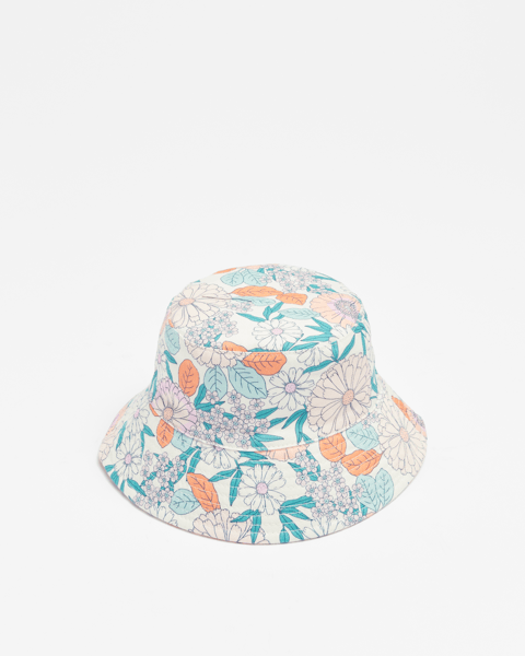 Babyhug Cotton Bucket Hats with Bow Applique & Carrot Print - Orange main image 1