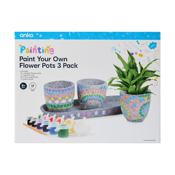 Paint Your Own Flower Pots, 3 Pack Anko Target Australia