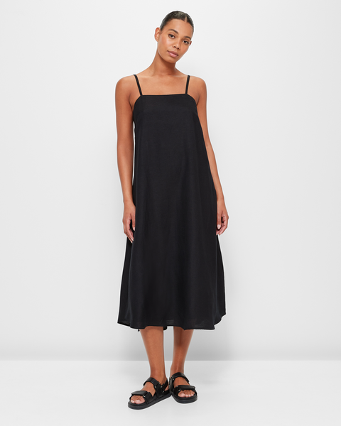 Linen Blend Strappy Midi Dress - Preview | Target Australia