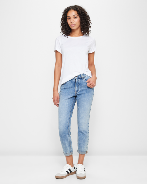 Tash Girlfriend Mid Rise Ankle Length Denim Jeans - Daybreak Blue ...