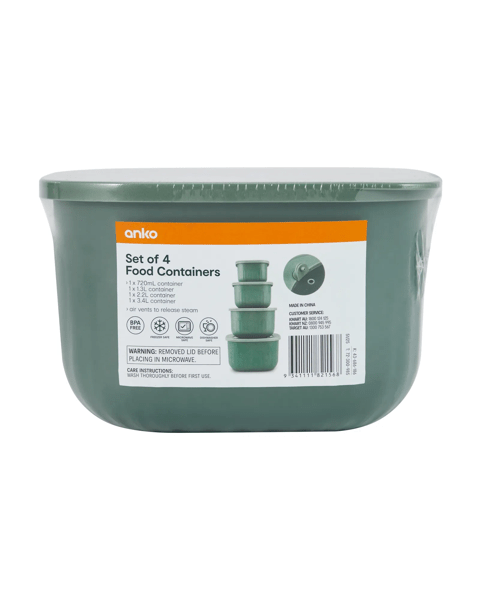 Anko Set of 4 Food Containers | Target Australia