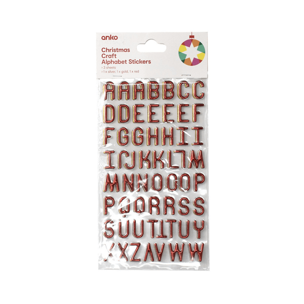3 Pack Christmas Craft Alphabet Stickers Anko Target Australia