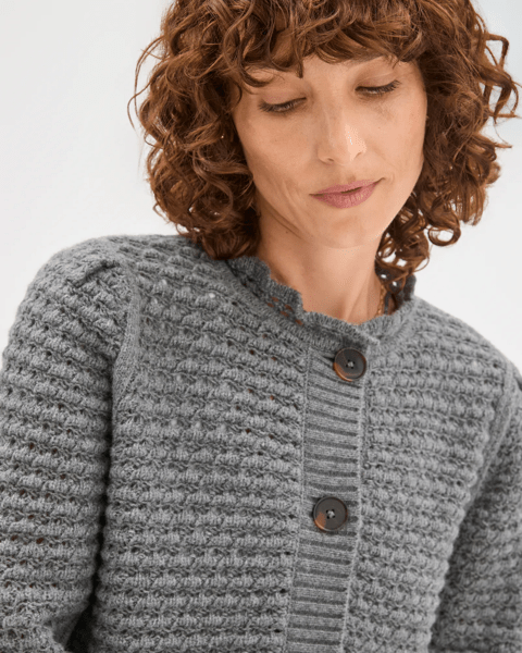 Basket Stitch Ruffle Neck Cardigan | Target Australia