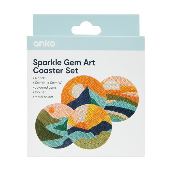 Sparkle Gem Art Coaster Set, Landscape, 4 Pack Anko Target Australia