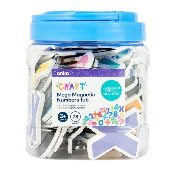 Mega Magnetic Numbers Tub, 78 Pieces - Anko