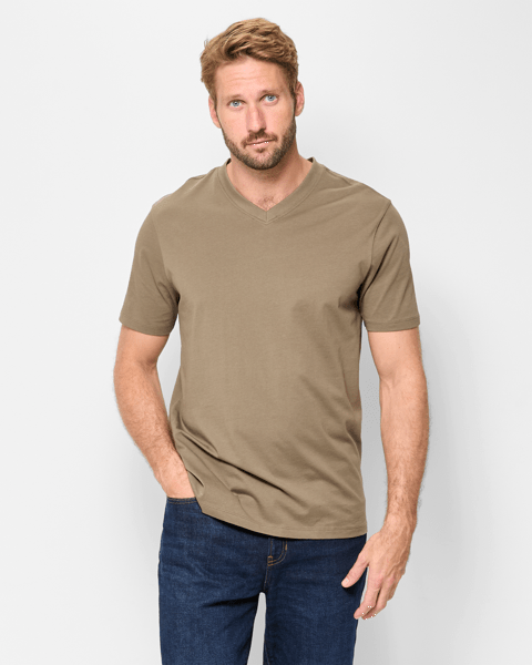 Australian Cotton V-Neck T-Shirt - Olive | Target Australia