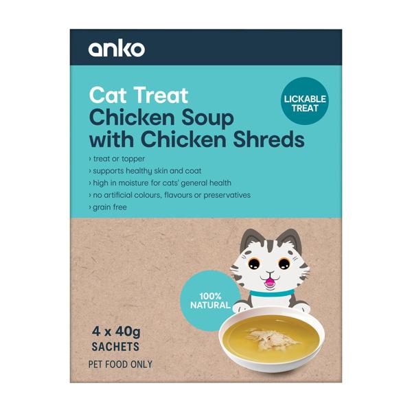 Cat Treat Chicken Broth With Chicken Shreds, 4 Pack Anko Target