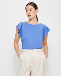 Flutter Sleeve Blouse - Preview - Iris Blue | Target Australia