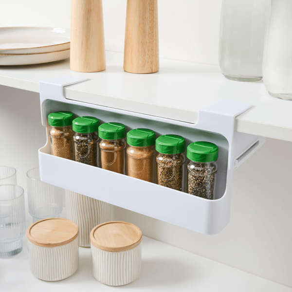 Cabinet Organizer Practa Solutions White Adjustable Spice Rack