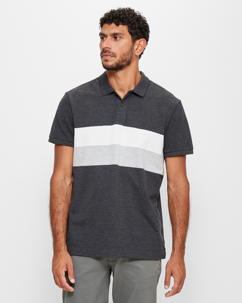 Panel Striped Short Sleeve Polo Shirt | Target Australia