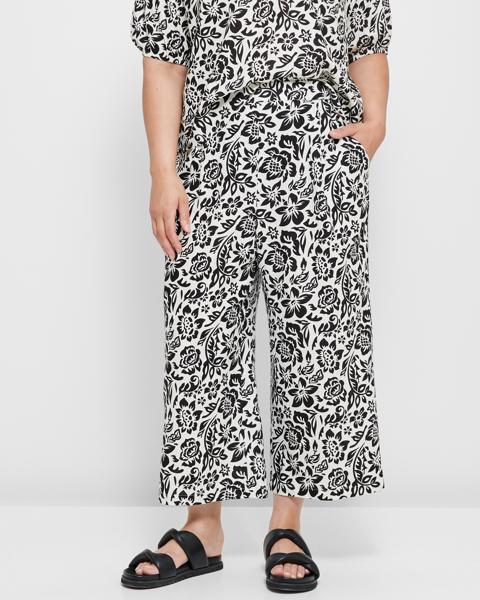 Curve Linen Blend Pull On Crop Pants Target Australia