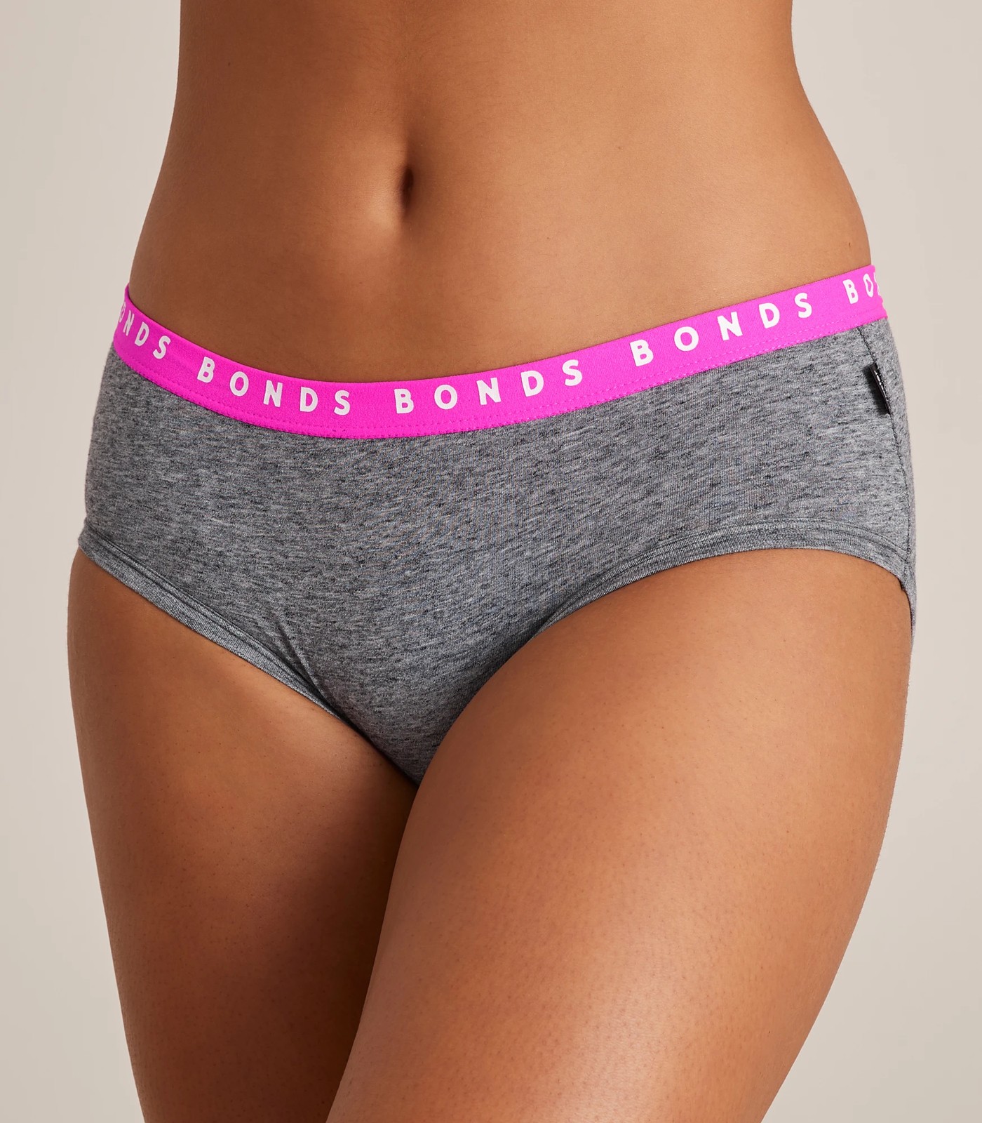 Bonds Hipster Boyleg Briefs - Grey Marle/Hot Pink