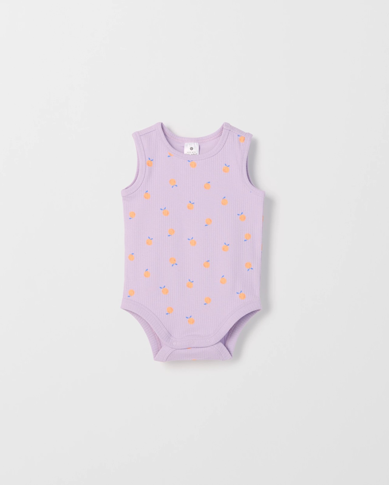 Baby Organic Cotton 3 Pack Sleeveless Rib Bodysuits - Multi Neon Fruit Peach 4 of 5