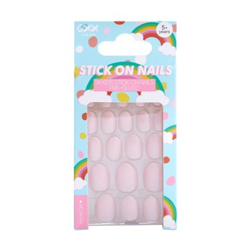 24 Pack Pre-Glued Stick-On Nails, Shimmer, Pink and White - OXX Junior