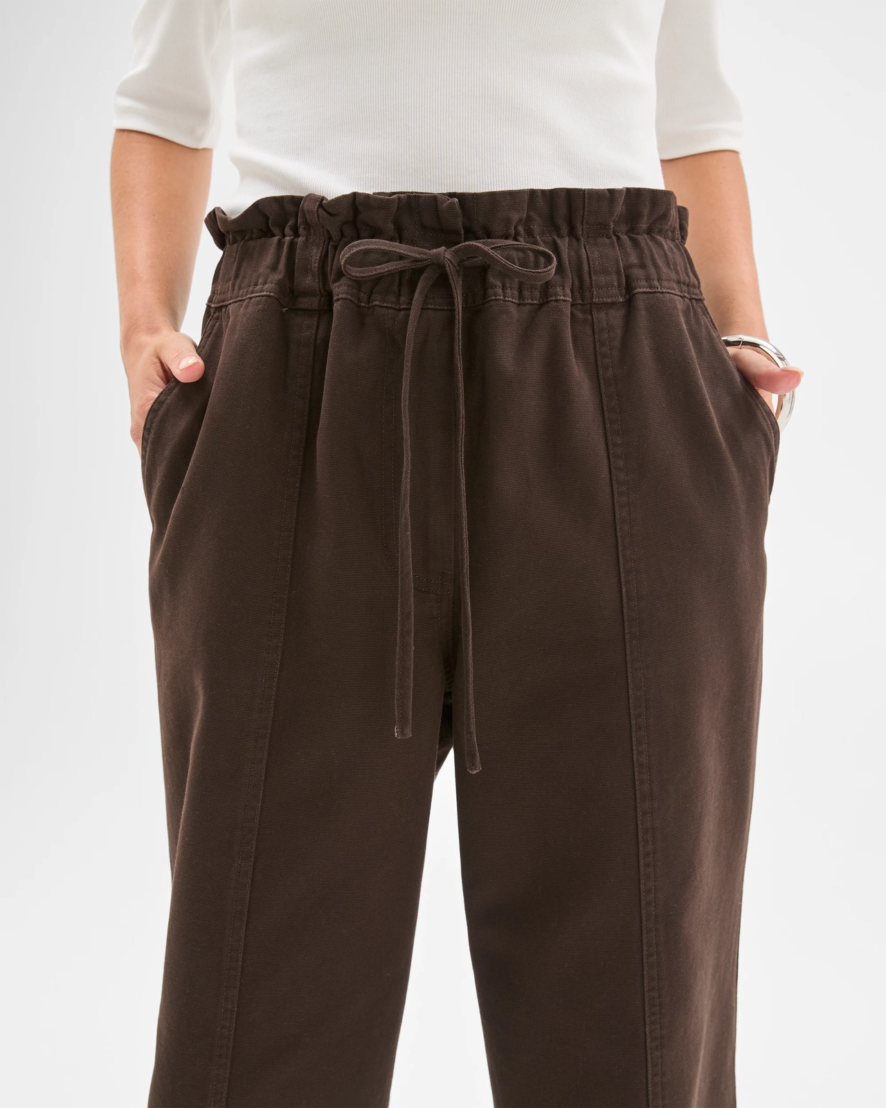 Lily Loves Australian Cotton Wide Leg Paperbag Pants - Truffle 5 of 5