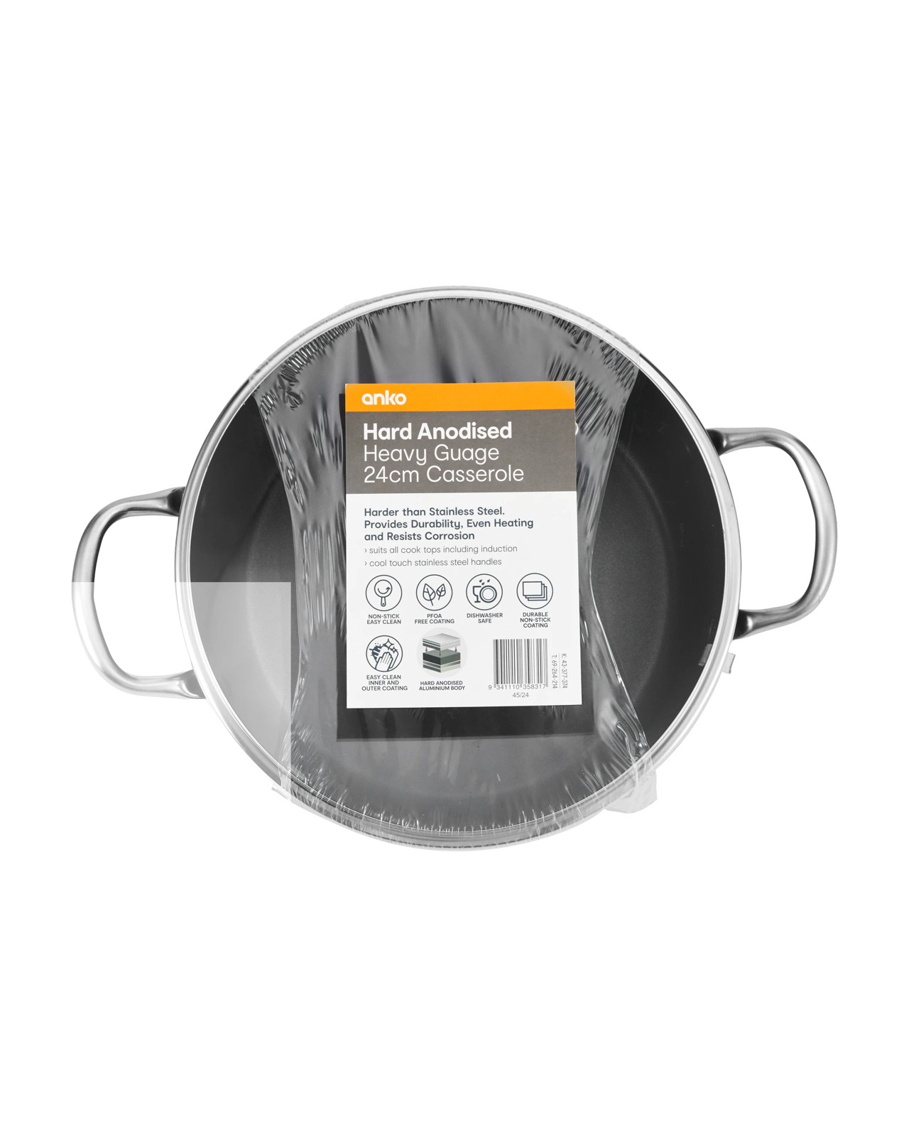 Hard Anodised Non-Stick Casserole, 24cm - Anko 6 of 6